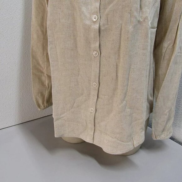 NEW BAREFOOT DREAMS Spring 2025 Womens Linen Blend Long Sleeve Blouse Size S - Picture 4 of 12